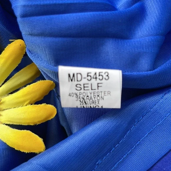 🌺 MINUET; Brand New w/Tags! Unique Blue w/Gold Overlay Party Dress; Misses XS/S - Picture 12 of 13